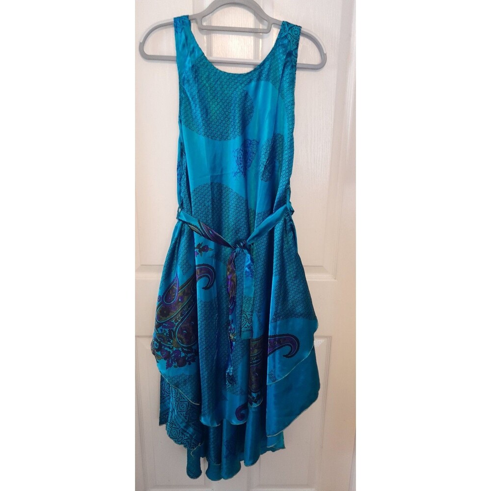 Junglee Billee NWT Blue Satin Feel Tie Layered Ankle-length Dress. Free Size.n21